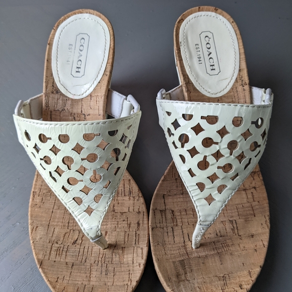 Coach Brook Thong Wedge Sandals - Picture 1 of 7